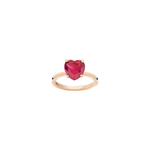 Heart Ring - 9k Rose Gold, Synthetic Ruby
