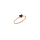 Mini Precious Heart Ring - 9k Rose Gold, Treated Black Diamonds