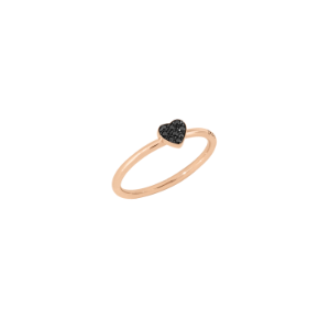 Mini Precious Heart Ring - 9k Rose Gold, Treated Black Diamonds