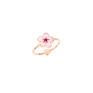 Ring Kirschblüte - Roségold 9k, Pinke Emaille