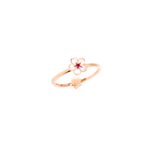 Anello Fiore Di Ciliegio - Oro Rosa 9k, Smalto Bianco