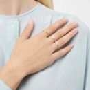 Ring „precious“ Mini-mond - Gelbgold 18k, Weiße Diamanten
