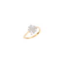 Precious Four Leaf Clover Ring - 18k Yellow Gold, White Diamonds