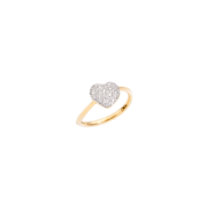 Anello Cuore Prezioso - Oro Giallo 18k, Diamanti Bianchi