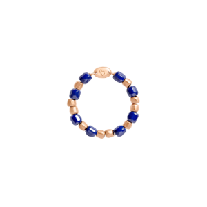 Ring Mini-granelli - Roségold 9k, Blaue Keramik