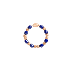 Anillo Mini Granelli - Oro Rosa 9k, Cerámica Azul