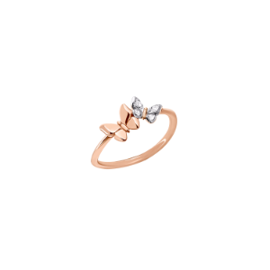 チョウのプレシャスリング - K9 ローズゴールド, ホワイトダイヤモンド
