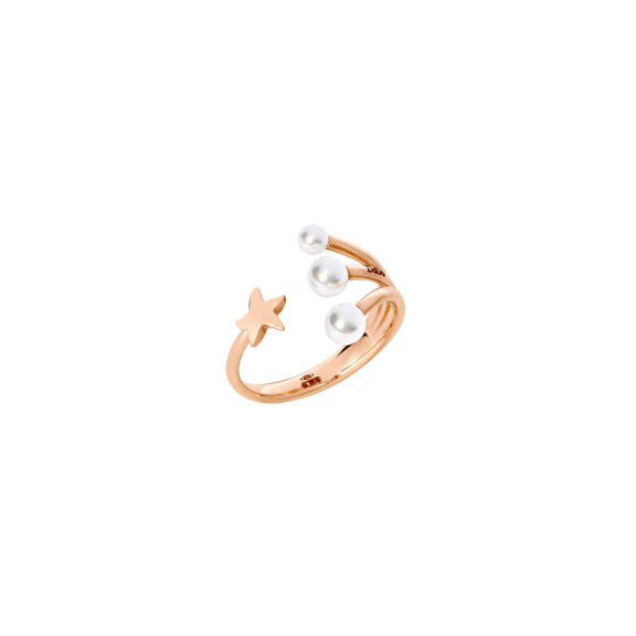 Rose Gold & Crystal Bead Star Ring