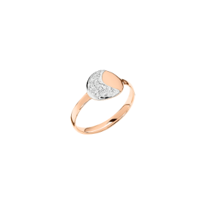 Ring Moon & Sun - Mond - Roségold 9k, Weiße Diamanten