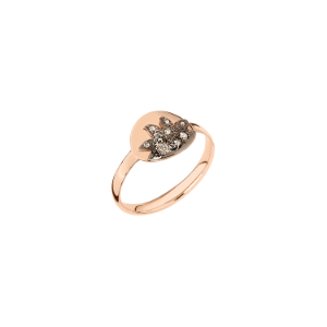 Moon & Sun Ring - Sun - 9k Rose Gold, Brown Diamonds