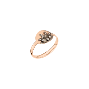 Anello Moon & Sun - Sole - Oro Rosa 9k, Diamanti Brown