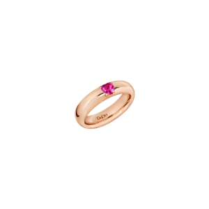 Anillo Corazón - Oro Rosa 9k, Rubí Sintético, Diamantes Blancos