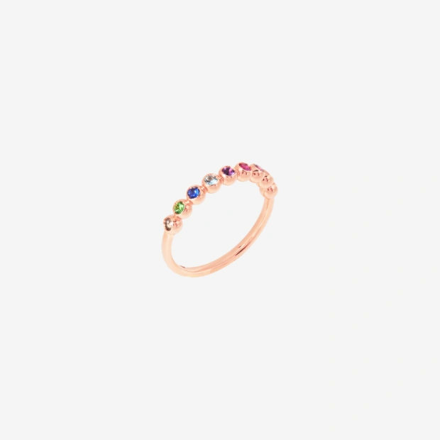 Anello Bollicine Oro Rosa & Pietre Colorate