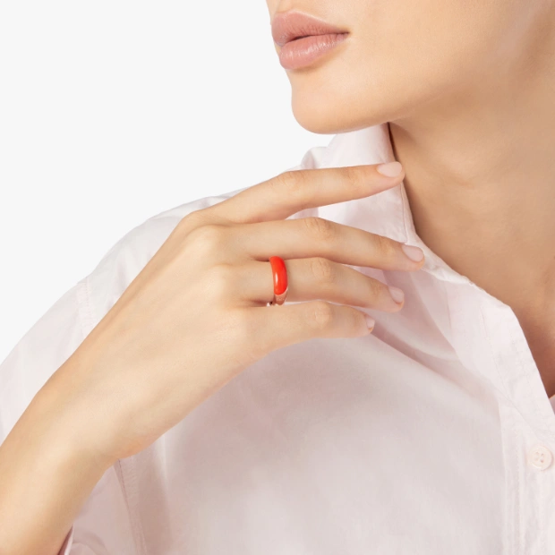 Ring Rondelle Silber Vergoldet Und Emaille