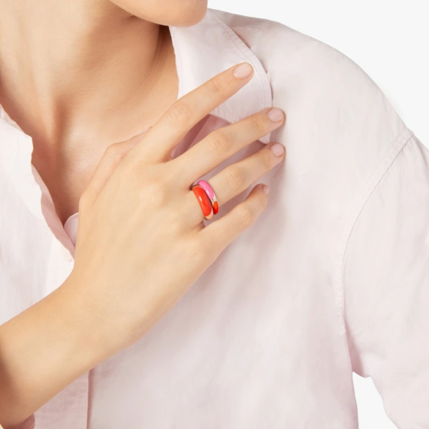 Ring Rondelle Silber Vergoldet Und Emaille