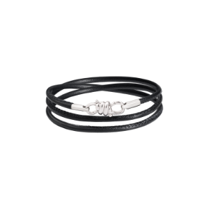 Nodo Bracelet - Silver, Black Leather