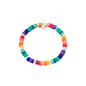 Bracelet Rondelle Arc-en-ciel - Argent, Acier, Plastique Recyclé