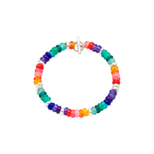 Rainbow Rondelle Bracelet - Silver, Steel, Recycled Plastic