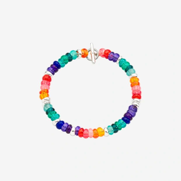 Bracciale Rondelle Argento & Plastica Riciclata