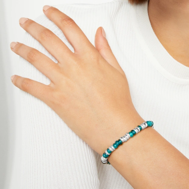 Bracciale Rondelle Argento & Plastica Riciclata