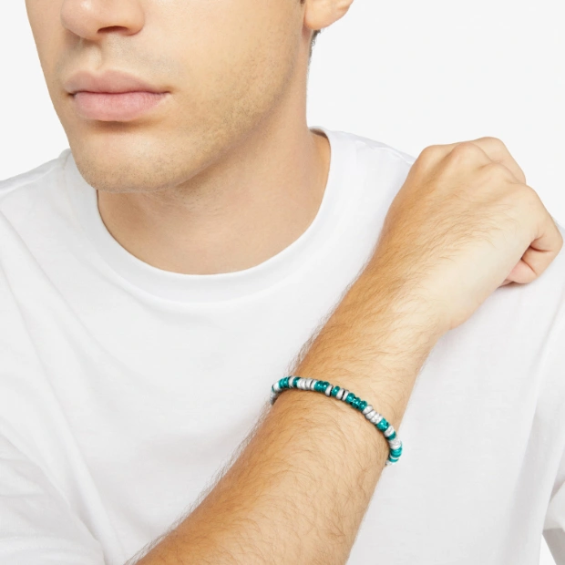 Bracciale Rondelle Argento & Plastica Riciclata