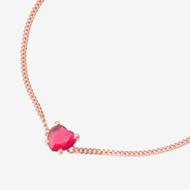 Bracciale Cuore Oro Rosa & Rubino Sintetico