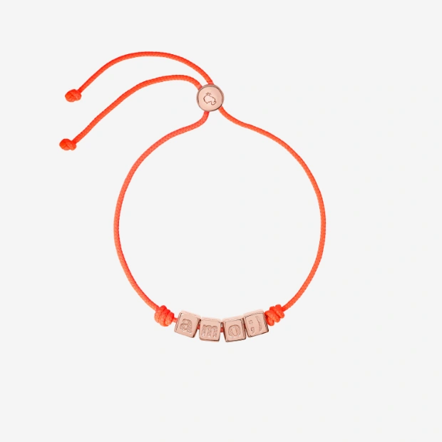 Gold Plated Silver Cube & Cord Bracelet