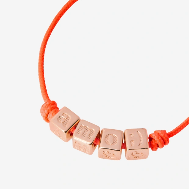 Gold Plated Silver Cube & Cord Bracelet
