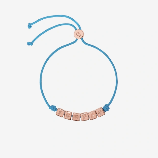 Armband Kordel Und Würfel Silber Vergoldet