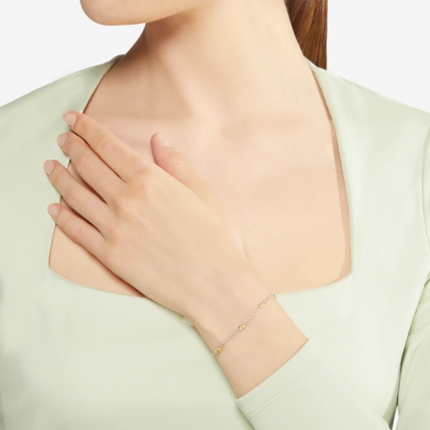 Armband Mini-granelli Silber Und Gelbgold
