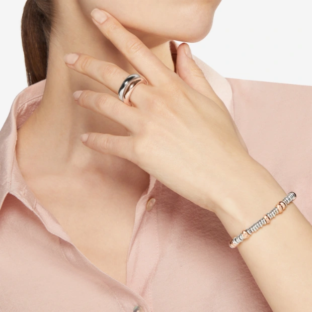 Silver & Gold Plated Silver Rondelle Bracelet