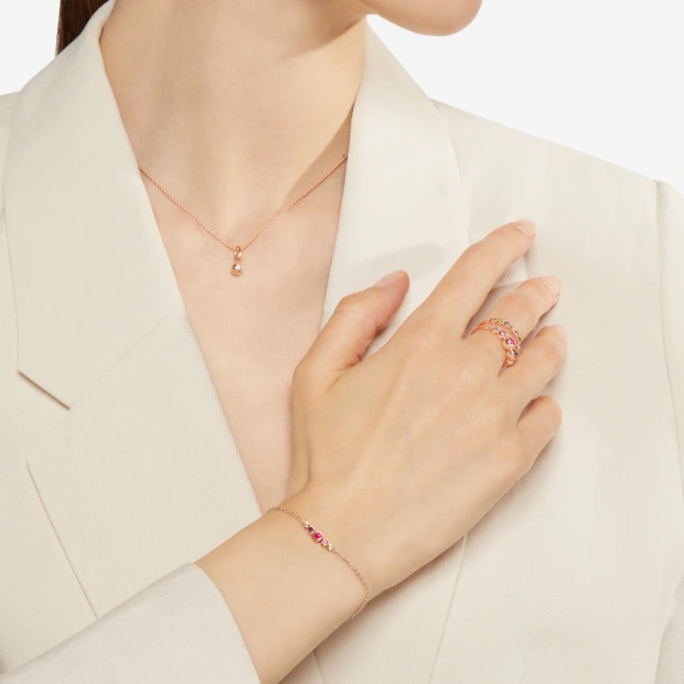 Bracciale Bollicine Oro Rosa Pietre Colorate