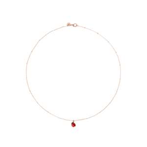 Collar Mini Mariquita - Oro Rosa 9k, Oro Blanco 9k, Esmalte Rojo