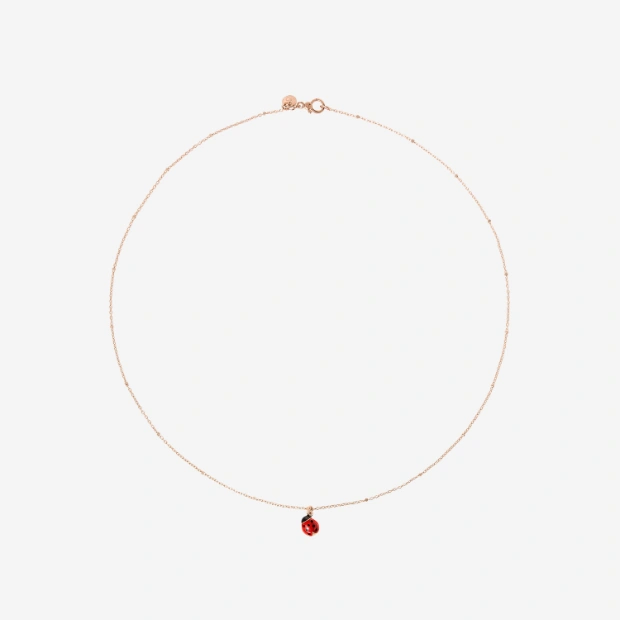 Halskette Mini-marienkäfer Roségold Und Emaille