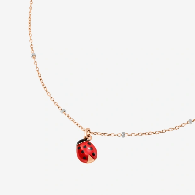 Halskette Mini-marienkäfer Roségold Und Emaille