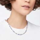 Halskette Mini-granelli - Roségold 9k, Blaue Keramik, Stahl