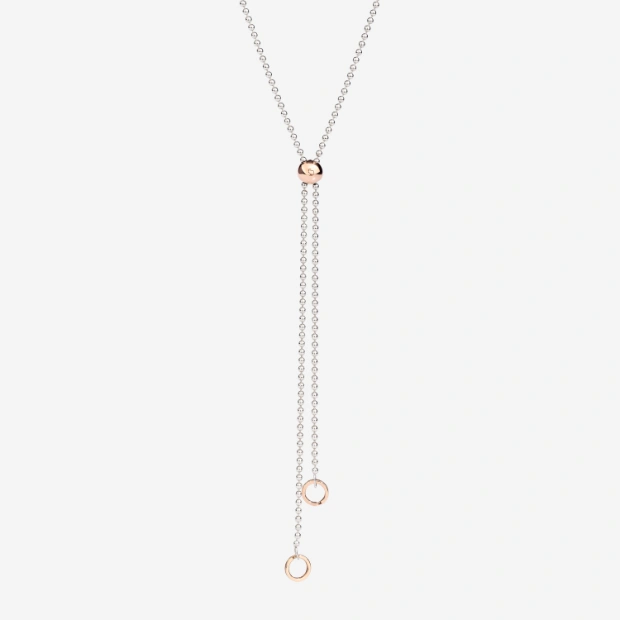 Collier Lariat Bollicine Argent & Or Rose