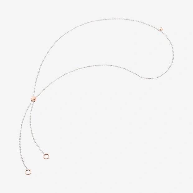 Collier Lariat Bollicine Argent & Or Rose