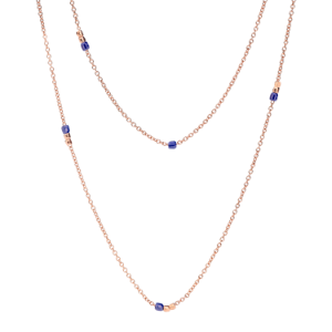 Mini Granelli Sautoir - 9k Rose Gold, Blue Ceramics