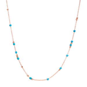 Collar Mini Granelli - Oro Rosa 9k, Cerámica Azul