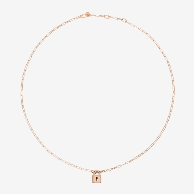 Gold Plated Silver Lock Necklace
