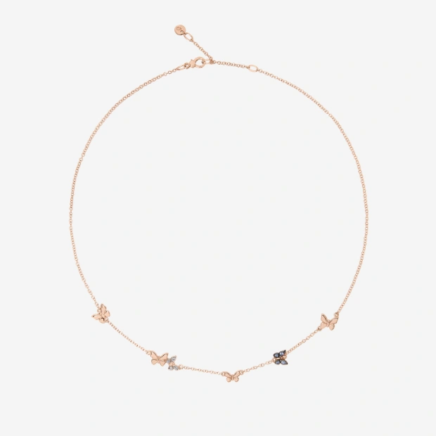 Rose Gold Diamond & Sapphire Butterfly Necklace