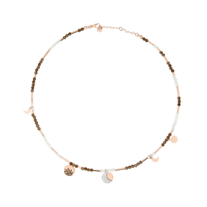Moon & Sun Necklace - 9k Rose Gold, White Diamonds
