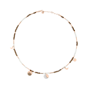 Collana Moon & Sun - Oro Rosa 9k, Diamanti Bianchi