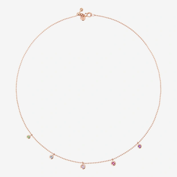 Rose Gold & Coloured Stone Bollicine Necklace