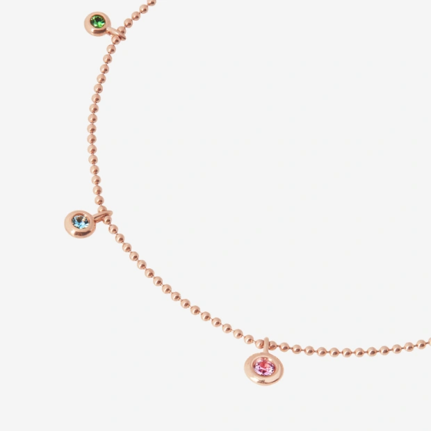 Rose Gold & Coloured Stone Bollicine Necklace
