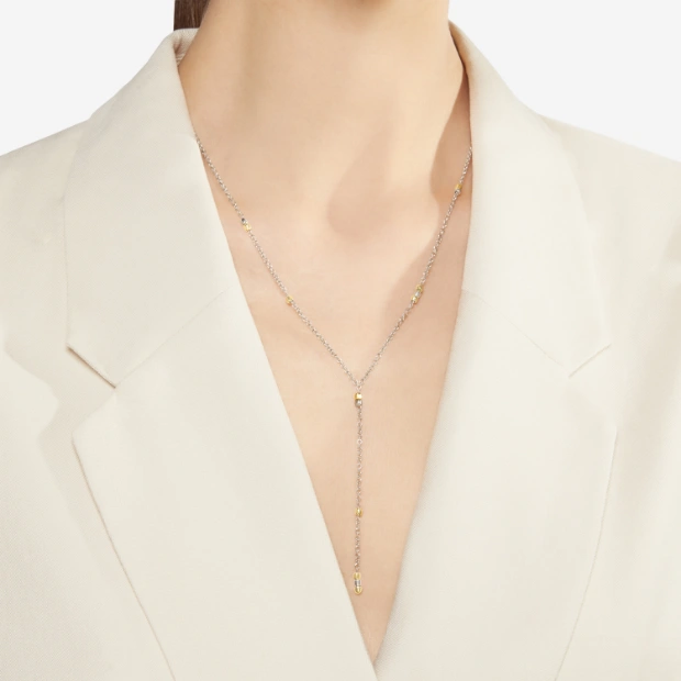 Silver & Yellow Gold Mini Granelli Necklace