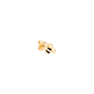Boucle D'oreille Abeille - Or Jaune 18k, Émail Noir