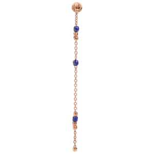 Pendiente Largo Mini Granelli - Oro Rosa 9k, Cerámica Azul