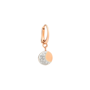Boucle D’oreille Moon & Sun - Lune - Or Rose 9k, Diamants Blancs